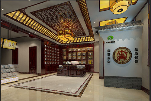 宁夏古朴典雅的中式茶叶店大堂设计效果图